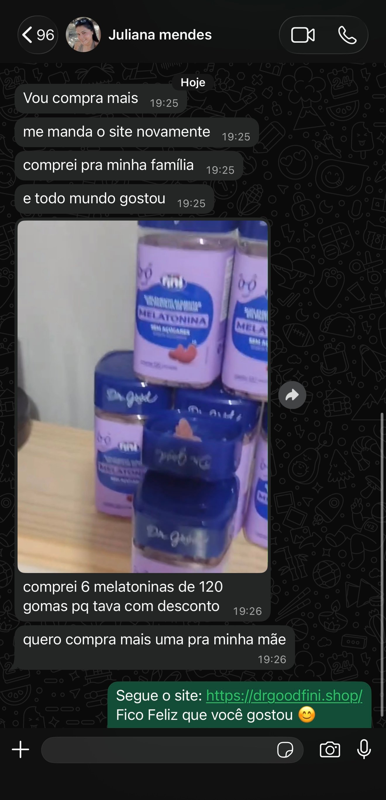 Print de avaliação real no WhatsApp