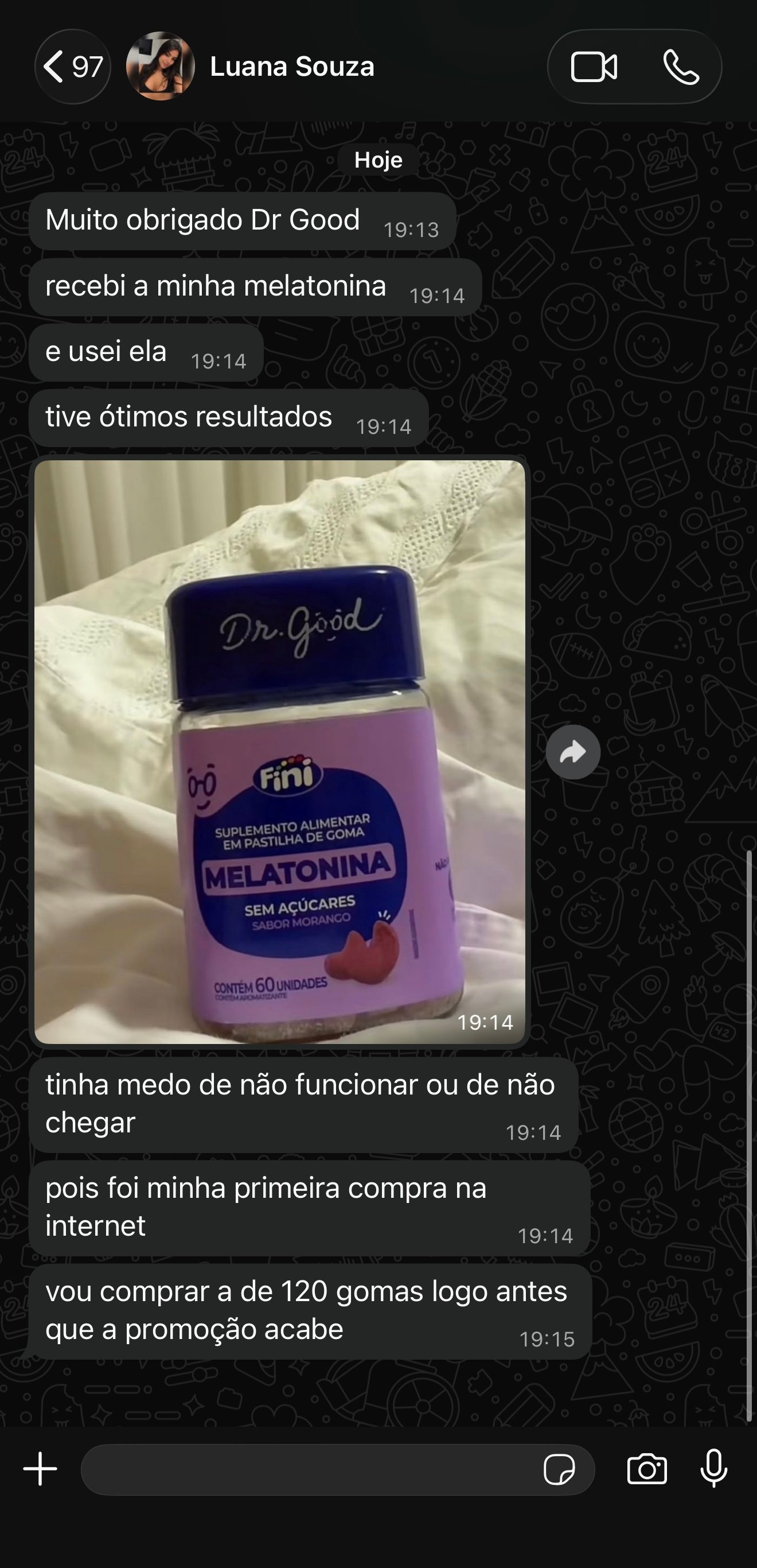 Print de avaliação real no WhatsApp