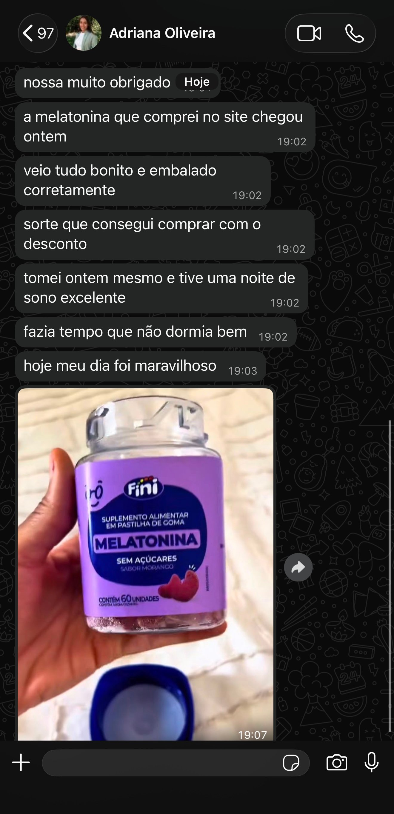 Print de avaliação real no WhatsApp