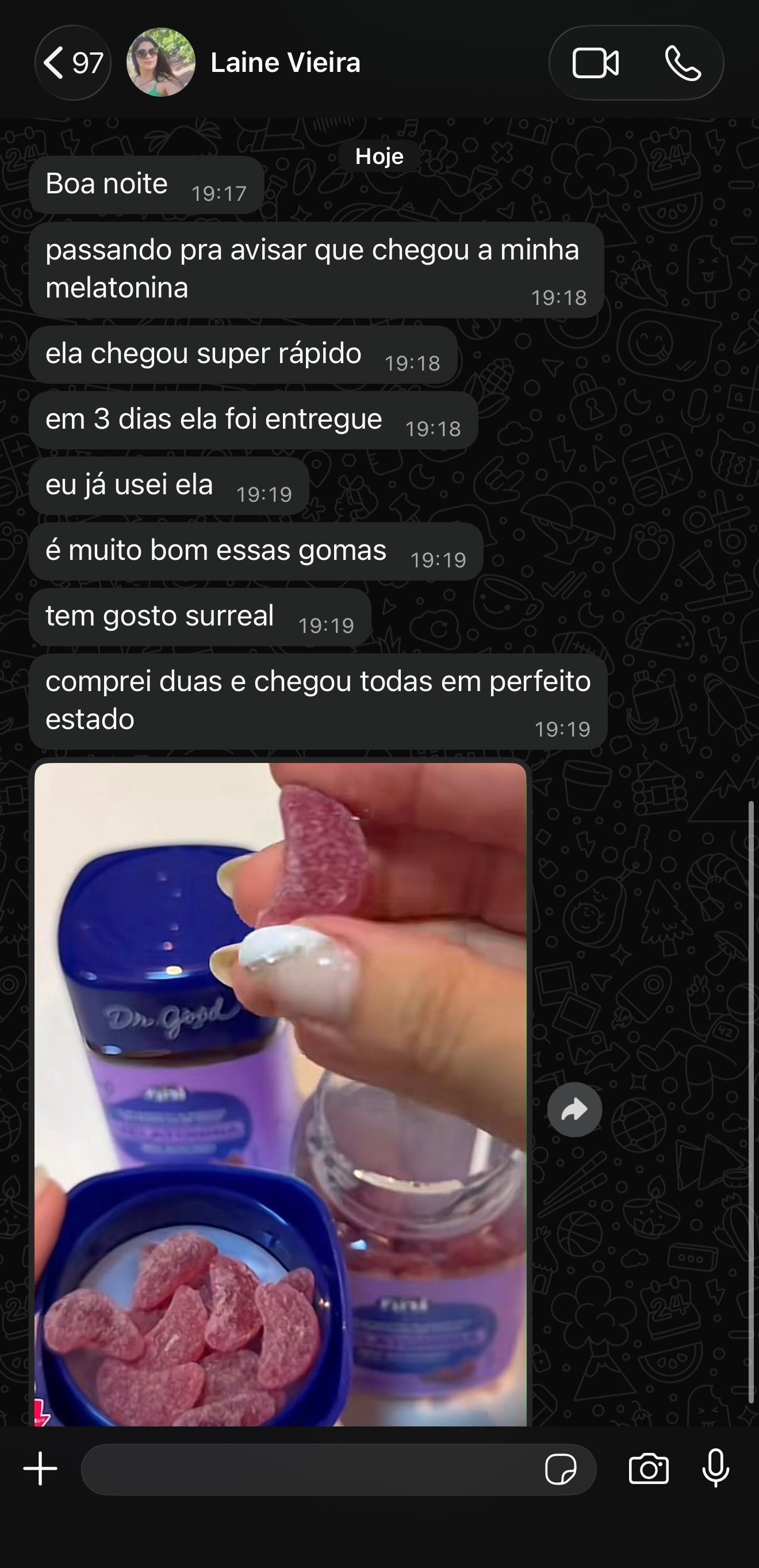 Print de avaliação real no WhatsApp