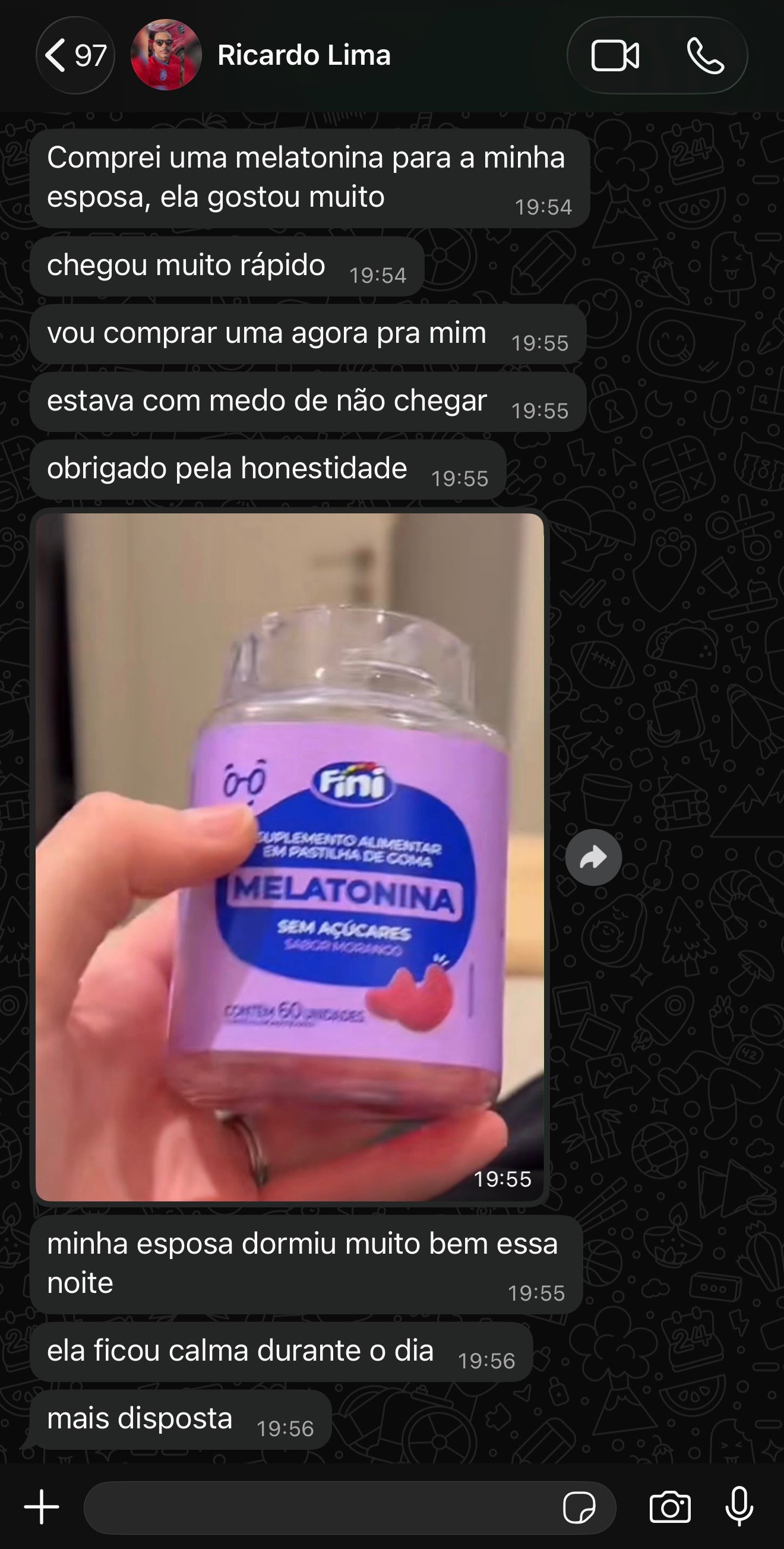 Print de avaliação real no WhatsApp